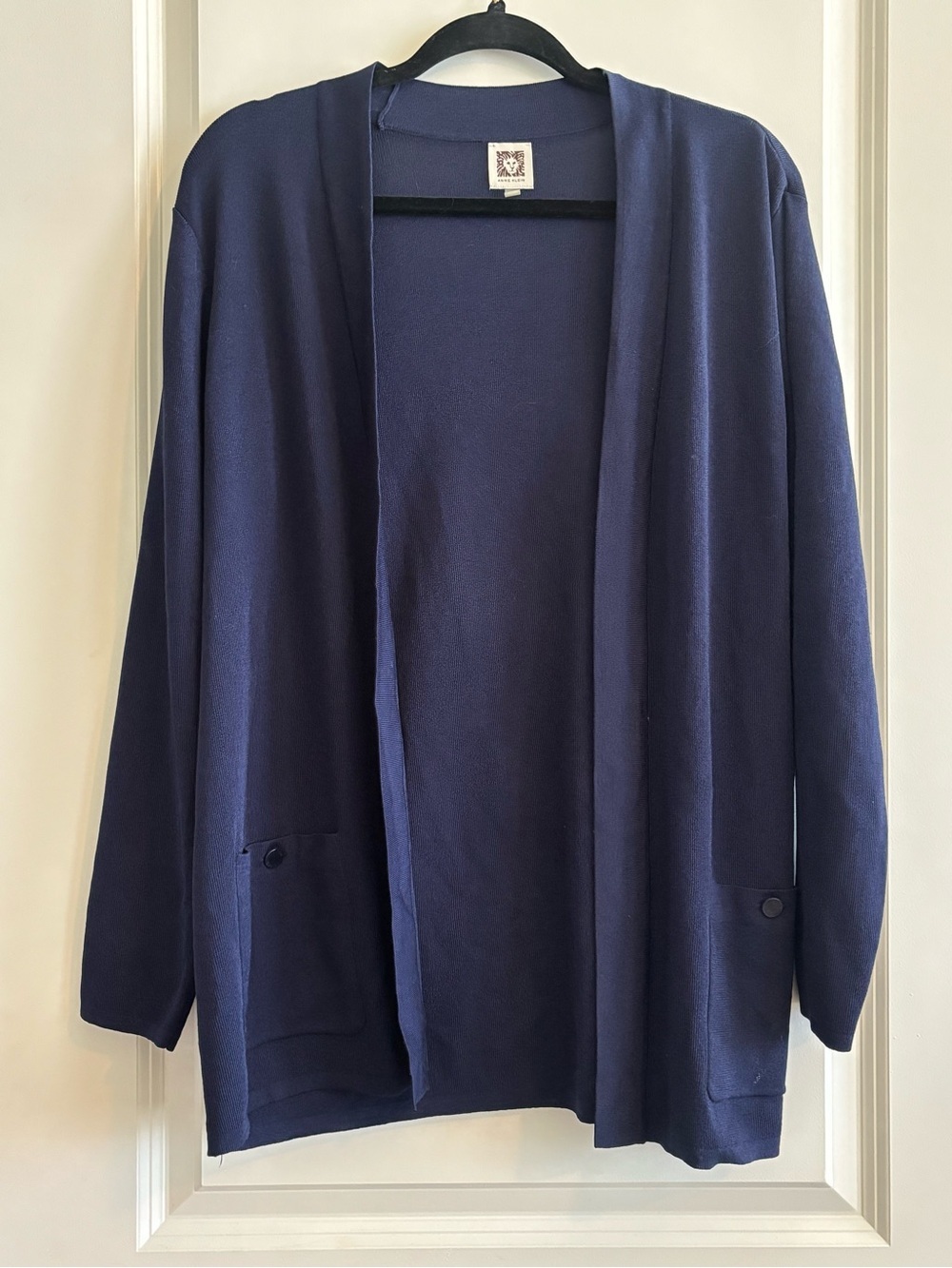 Anne Klein Navy Open Front Cardigan XL Workwear Office Classic Chic - Picture 2 of 4